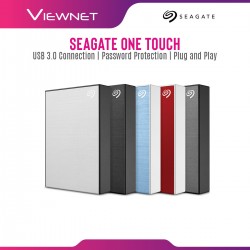 Seagate 4TB One Touch Portable External Hard Disk Drive with Password Protection, USB 3.0 Connection, Support Window and MacOS, Seagate Toolkit Software, Plug and Play