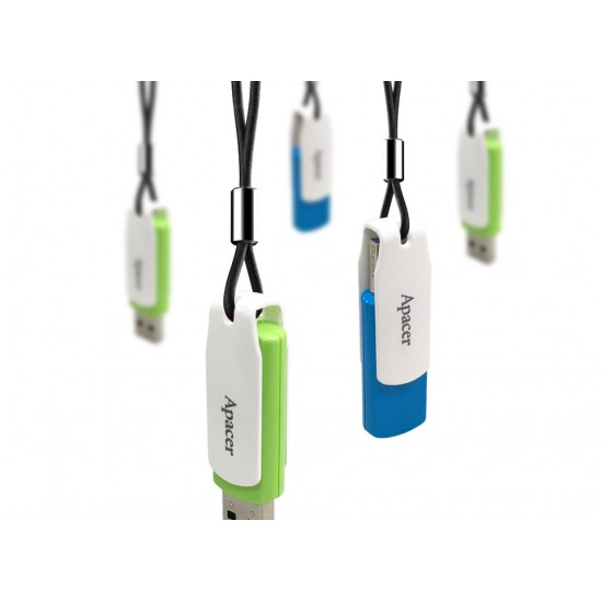 Apacer Pendrive AH335 16GB Green with USB 2.0 Connection, Rotate Design, Strap Hole, Plug and Play ( AP16GAH335G-1 )