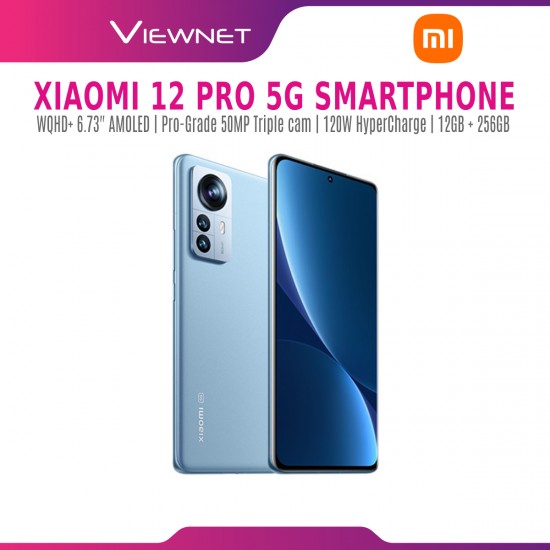 Xiaomi 12 Pro 5G Smartphone (12GB + 256GB / Blue ) with Adaptive Sync AMOLED Display | Snapdragon 8 Gen 1 | 50MP Pro-Grade Triple Camera | 120W Xiaomi Hyper Charge and with 2 Years XIAOMI Malaysia Warranty	