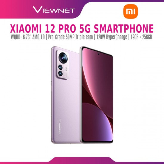Xiaomi 12 Pro 5G Smartphone (12GB + 256GB / Purple ) with Adaptive Sync AMOLED Display | Snapdragon 8 Gen 1 | 50MP Pro-Grade Triple Camera | 120W Xiaomi Hyper Charge and with 2 Years XIAOMI Malaysia Warranty	