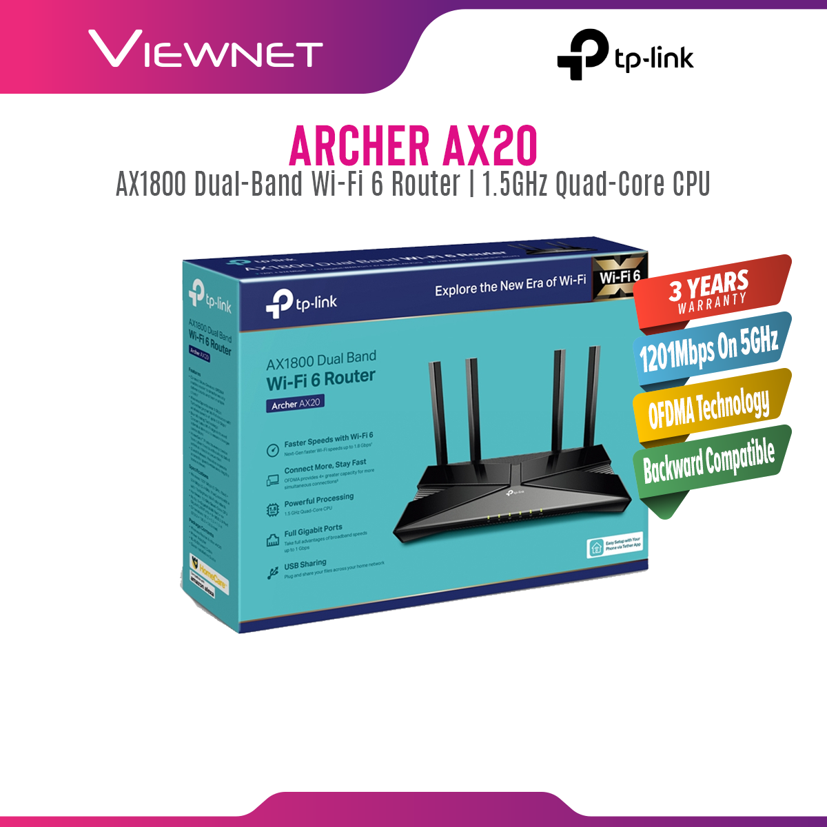 TP-Link Archer AX20 AX1800 Dual-Band Wi-Fi 6 Router Black Archer AX20 -  Best Buy